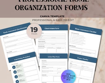 Home Organizer Templates: Professionelle Organizer Canva Templates (PDF Download, 19 Seiten)