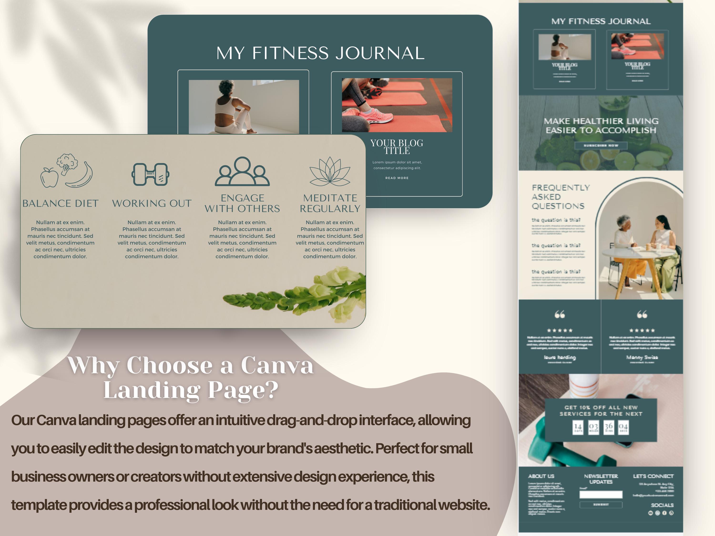 Wellbeing Coach Website Template | Canva Landing Page for Wellness ...