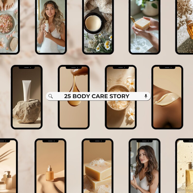 25 body care story size 
All images are fully editable in Canva, no Photoshop needed! We’ve even included a Beginner Canva PDF Guide to help you get started effortlessly, even if you’re new to design.