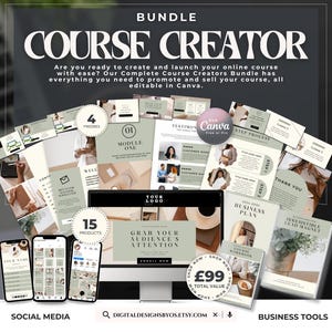 Course Creator Bundle | Editable Canva Templates for Launching Online Courses