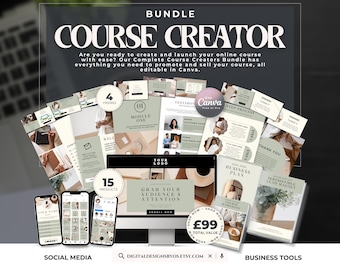 Course Creator Bundle | Editable Canva Templates for Launching Online Courses