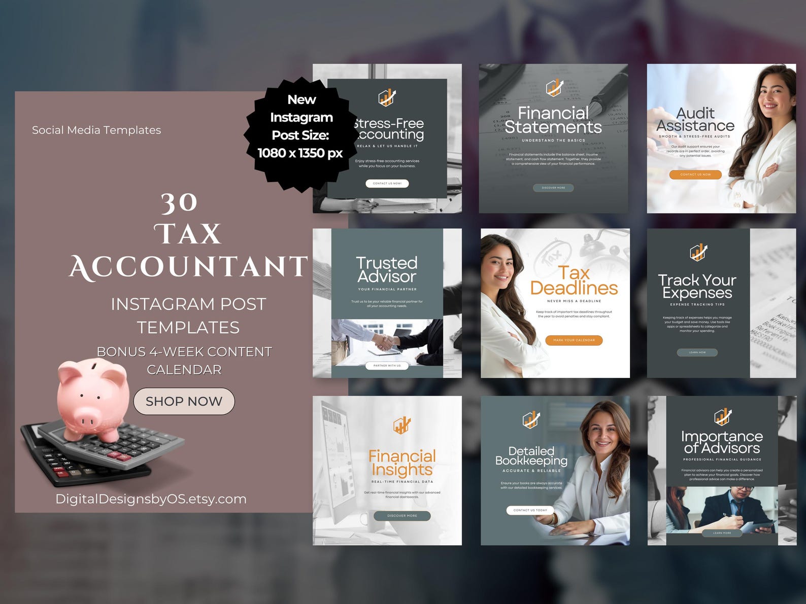 30 Tax Accountant Instagram Post Templates | Social Media Canva ...
