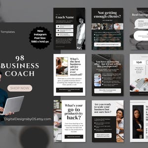 98 Business Coach Instagram Post Templates | Canva Templates for Coaches, Mentors & Online Entrepreneurs | Success Coaching Content