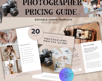 Fotografie Pricing Guide Vorlage: 20-seitiges Canva-Willkommenspaket (PDF-Download