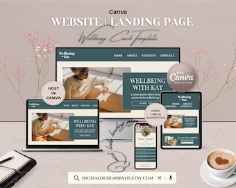Wellbeing Coach Website Template | Canva Landing Page for Wellness Coaches, Holistic Brands & Health Practitioners