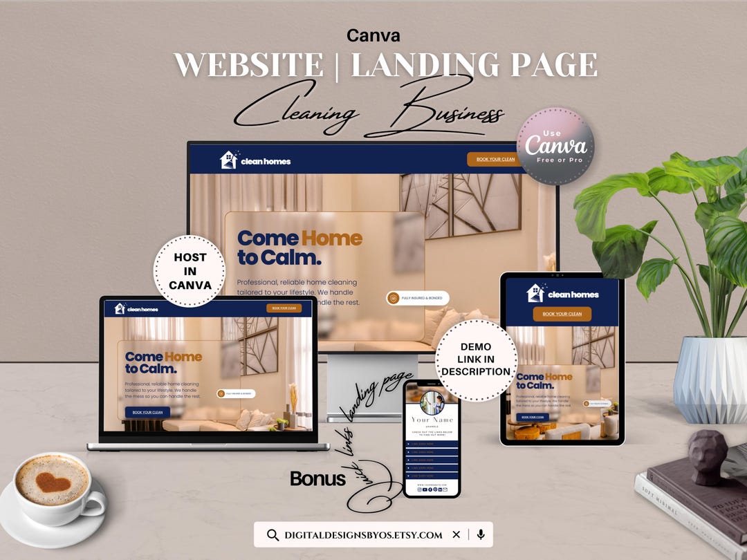 Cleaning Business Website Template Canva House Cleaning Landing Page