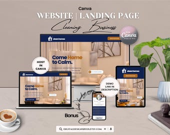 Cleaning Business Website Template Canva | House Cleaning Landing Page | Editable Cleaning Service Website