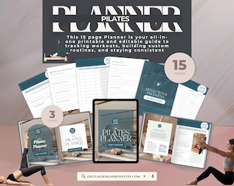 Pilates Planner Canva Template | Workout Tracker, Habit Tracker, Pilates Class Planner, Pilates Instructor Editable and Printable Planner