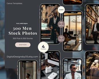 300 Faceless Men AI Stock Photos: Canva Templates, PLR/MRR Rights