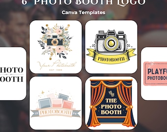 6 Photo Booth Logo Templates | Editable Canva Logo Design for Event & Photography Businesses | Modern Branding Kit for Small Business Owners