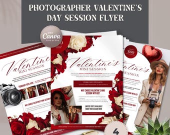 Photographer Valentine’s Mini Session Flyer Canva Template | Editable Valentine Photoshoot Marketing