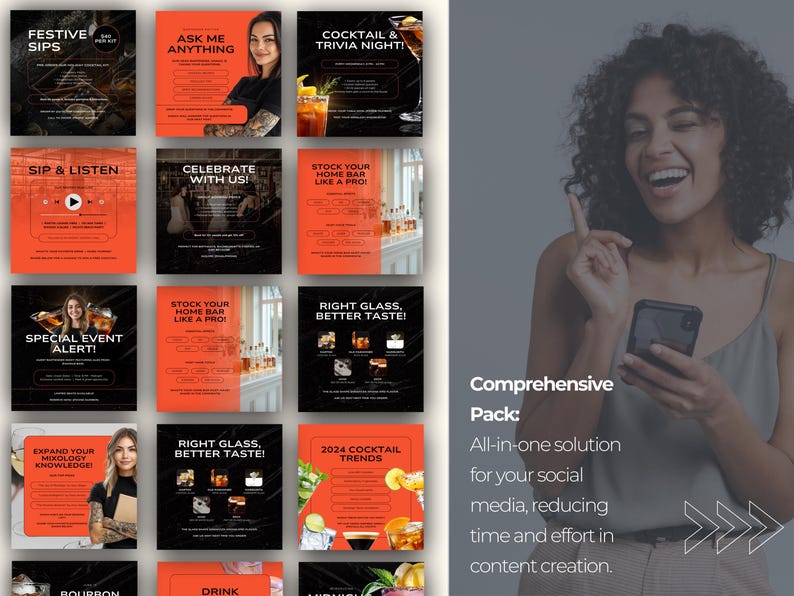 Comprehensive Pack: 
All-in-one solution for your social media, reducing time and effort in content creation.