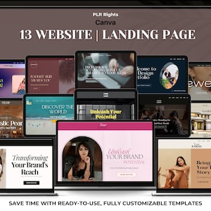 13 PLR Canva Webseiten | Personalisierbare Landing Pages für Coaches, Unternehmen & Kreative | Bonus Instagram Posts