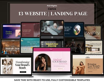 13 Editable Canva Website Templates | PLR Landing Pages for Coaches, Small Businesses & Creators + Bonus Instagram Posts