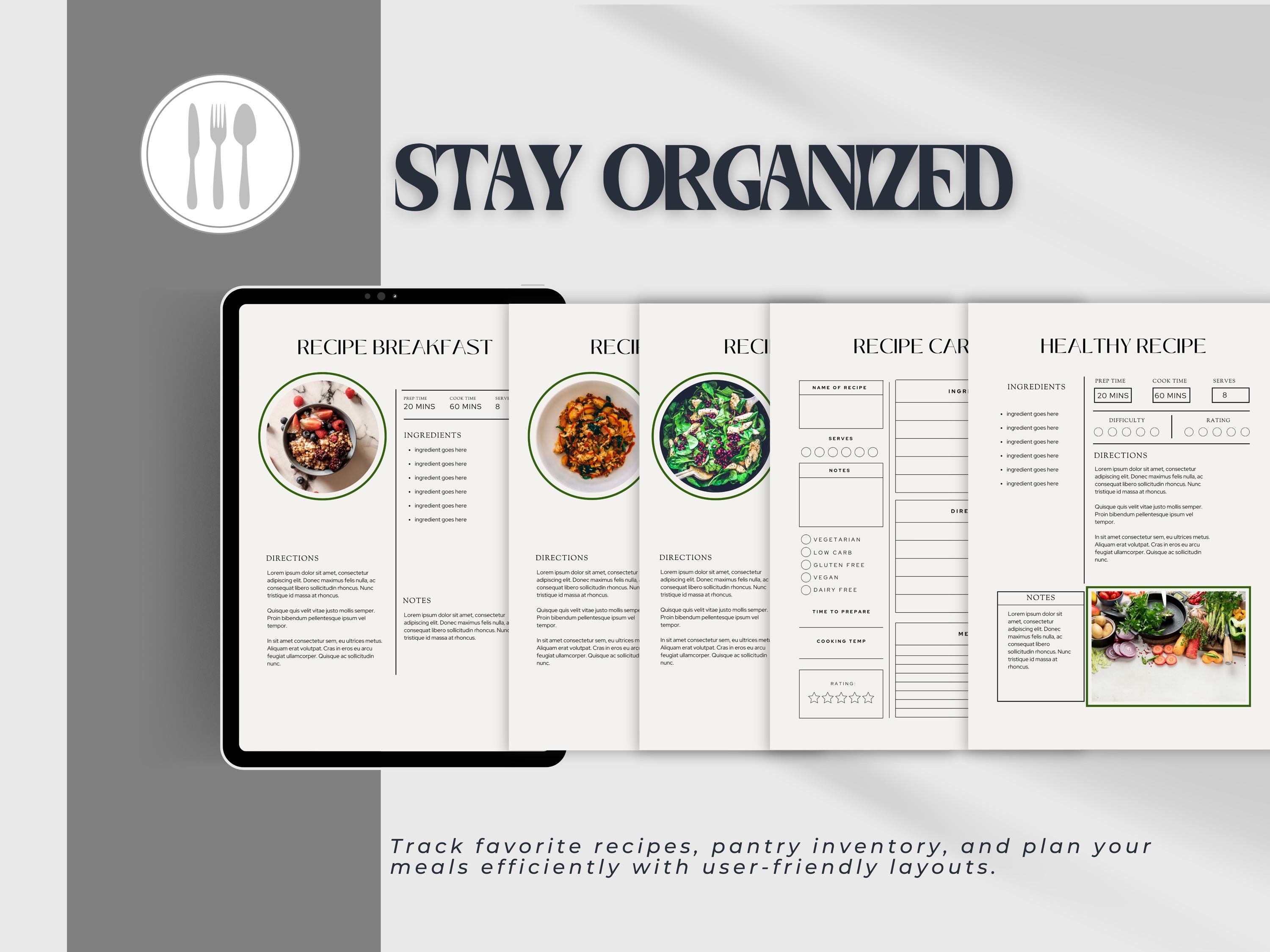 Meal Planner Canva Template | 20-page Printable Meal Prep and Recipe ...