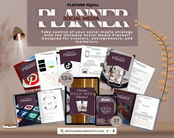 Ultimativer Social Media Planer mit MRR & PLR Rechte | 134 Seiten für Instagram, TikTok, Pinterest, Facebook + Bonus Wachstumsplaner