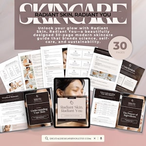 Radiant Skin Radiant You Skincare Ebook Template | Editable Canva Guide for Estheticians, Coaches & Beauty Brands | Modern Skincare PDF