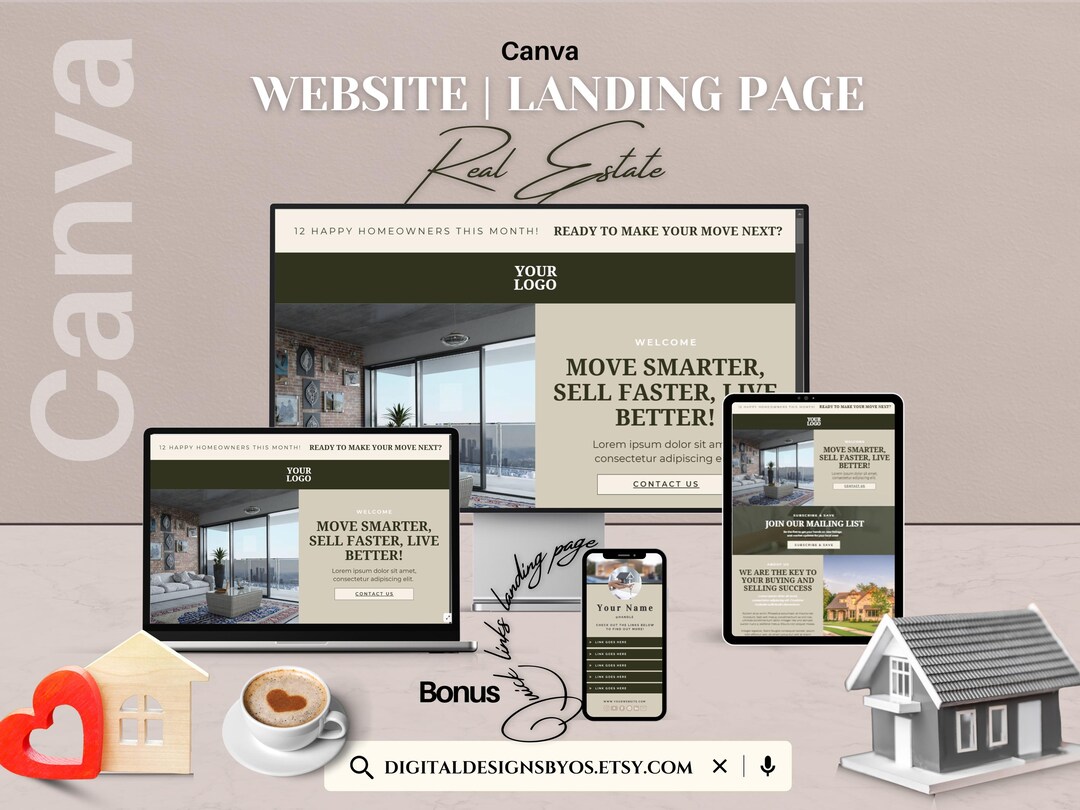 Real Estate Canva Website Template | Landing Page for Real Estate ...