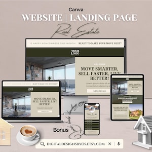 Modelo de site Canva imobiliário | Landing Page para agentes imobiliários e corretores imobiliários | Site de marketing imobiliário personalizável