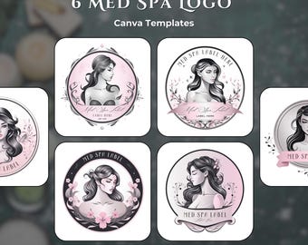 6 Med Spa Logo Templates | Minimalist Aesthetic Canva Logo Design | Custom Editable Skincare Beauty Clinic Branding | Modern Medspa Logo Set
