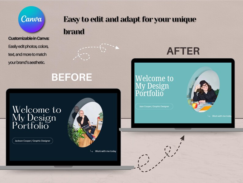 Graphic Designer Portfolio Canva Website Template | Editable Landing ...