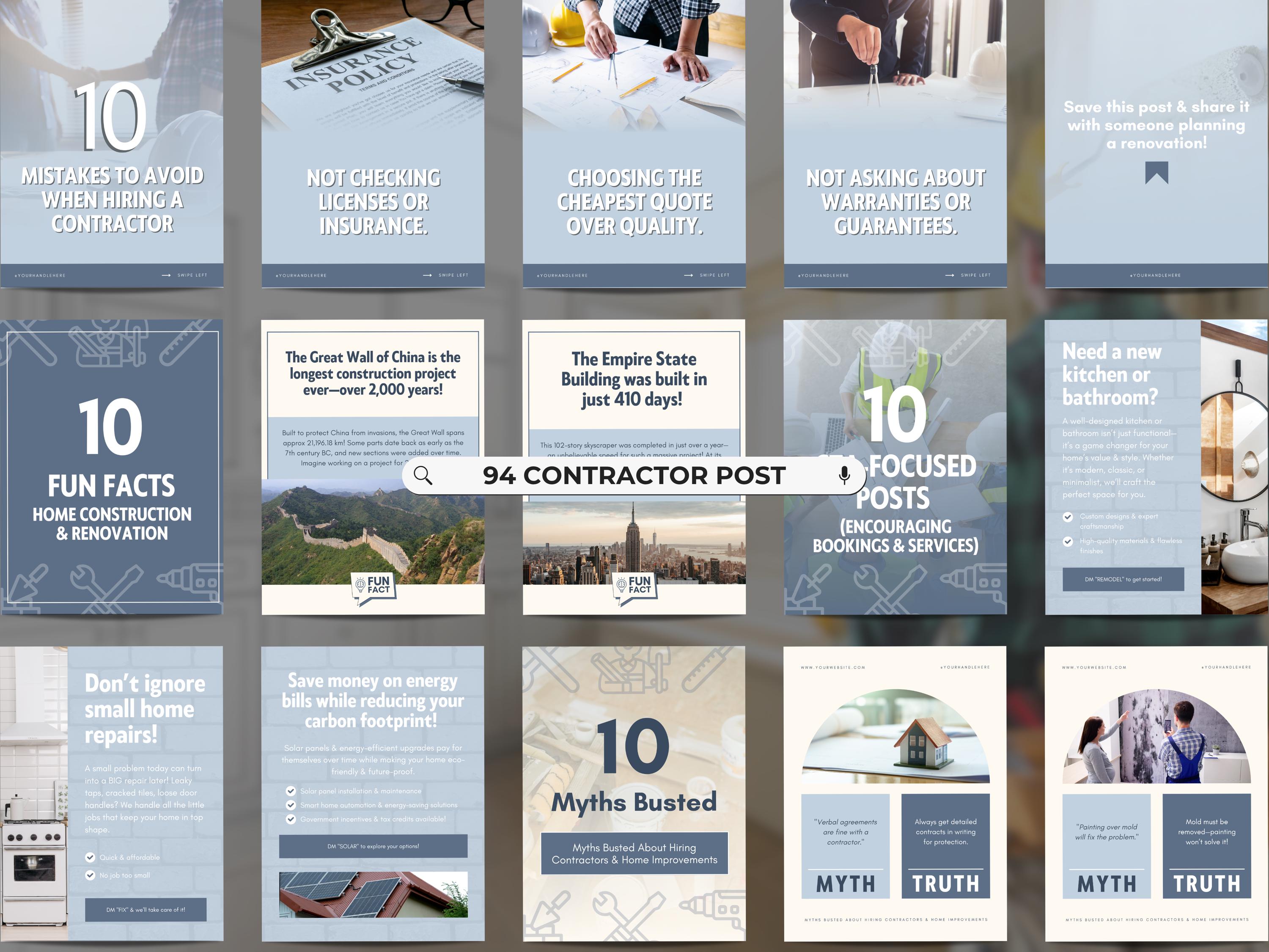 94 Contractor Instagram Posts Templates | Canva Templates for ...