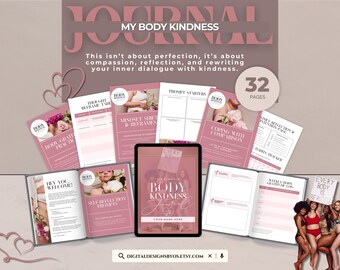 Body Kindness Journal Canva Template: Self-Love & Healing Workbook (PDF Printable