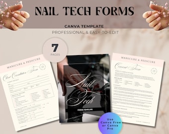 Nail Tech Forms Canva Vorlagen | 7 Seite Kunden-Beratung, Zustimmung & Nachsorge-Bundle | Bearbeitbare Nagelstudio-Business Forms | US Letter