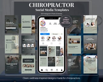 120 Chiropractor Social Media Canva Templates | 60 Posts & 60 matching Stories  | Editable Templates for Chiropractors and Wellness Brands
