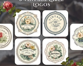 6 Vintage Label Logo Templates | Editable Retro-Inspired Logos for Handmade Brands, Apothecary, Wellness, and Boutiques | Canva Template