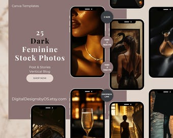 25 Dark Feminine AI Stock Photos | Powerful Luxe Aesthetic Images for Blogs and Social Media | Faceless Girl Boss  & Elegant Coach