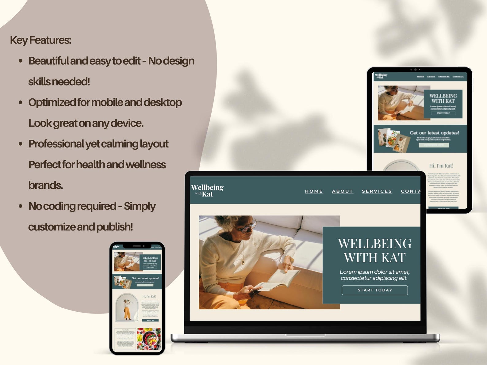 Wellbeing Coach Website Template | Canva Landing Page for Wellness ...