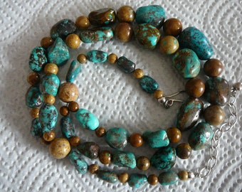 Vintage Turquoise Matrix Nugget Necklace