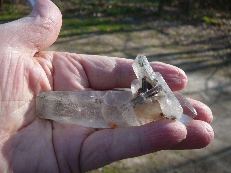 Large Red & Green Phantom Quartz Crystal Speciman 50 gm China image 2