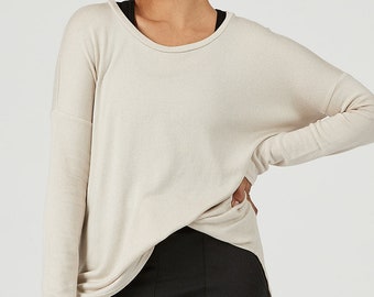 Tencel Split Back sweater knit Amelia Top