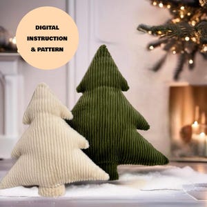 Istruzioni digitali e modello di cucito fai da te in tessuto soffice cuscino albero di Natale tutorial istruzioni in inglese francese spagnolo