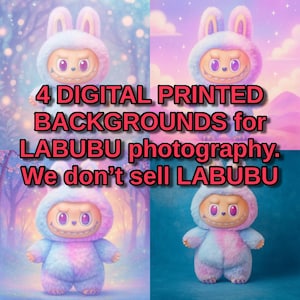 Labubu Toy Photography Backdrops: Fantasy PNG Digital Files (Square, Instant Download)