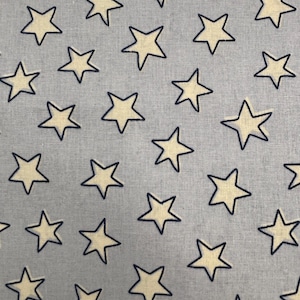 Stars on Gray Cotton Fabric NEW By The Yard Star Nursery Fabric