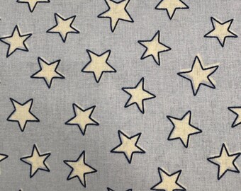 Sterne auf grauem Baumwoll-Stoff NEU Meterware fürs Kinderzimmer