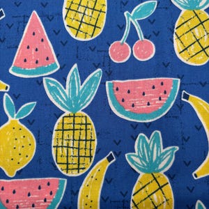 Tropical Fruit Cotton Fabric NEW 3/4 Yard Summer Fabic Tropical Fruit Fabric Bananna Pineapple Watermelon Cherry