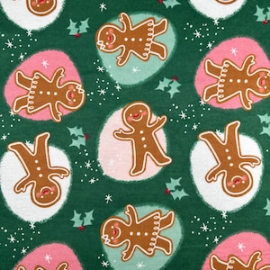 Holly Jolly Gingerbread Cotton Flannel Fabric NEW BTY Christmas Fabric Holiday Gimgerbread Fabric Christmas Holiday Fabric