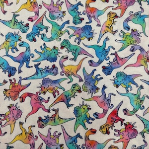 Dinosaur Cotton Fabric BTY NEW Muticolor Dinosaurs  TRex Fabric Dinosaur Quilt Tossed Dinosaur Fabric Dinosaur Craft
