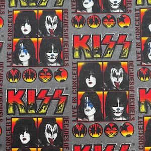 Tela de algodón KISS Live NUEVA cortada a medida Tela de algodón Décadas de decibeles Tela KISS