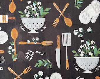Kitchen Bakery Cotton Fabric Fat Quarter Kitchen Floral Fabric by Brothers Sister Design Napkin Fabric Unpaper Towel Fabric Unpaper Napkin