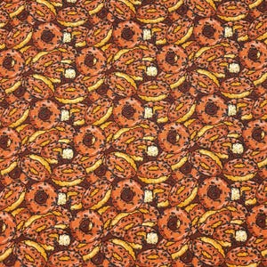 Chocolate Donuts Cotton Fabric NEW By The Yard Donut Fabric Sprinkles Donut Fabric Tossed Donuts