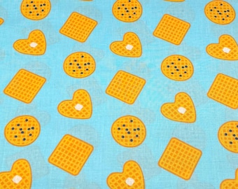 Waffle Print Cotton Fabric, Breakfast Foodie Fabric By The Yard