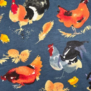 Chickens and Feathers Farmhouse Flannel Fabric NEW BTY,  Chicken Flannel Cotton Napkins Linens Farmhouse  Fabric