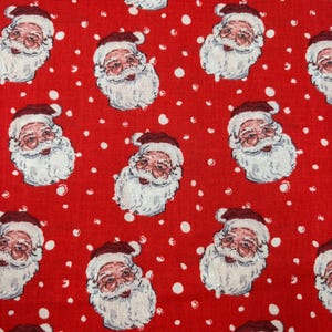 Santa Head with Red Polka Dots Cotton Fabric NEW By the Yard BTY Christmas Fabric  Santa Tossed Fabric  Holiday Fabric Winter Fabric