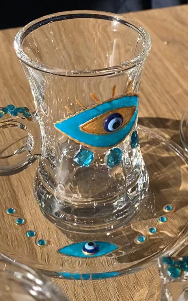 Turkish Tea Cups With Saucer Hand Painted , Made to Order - Etsy