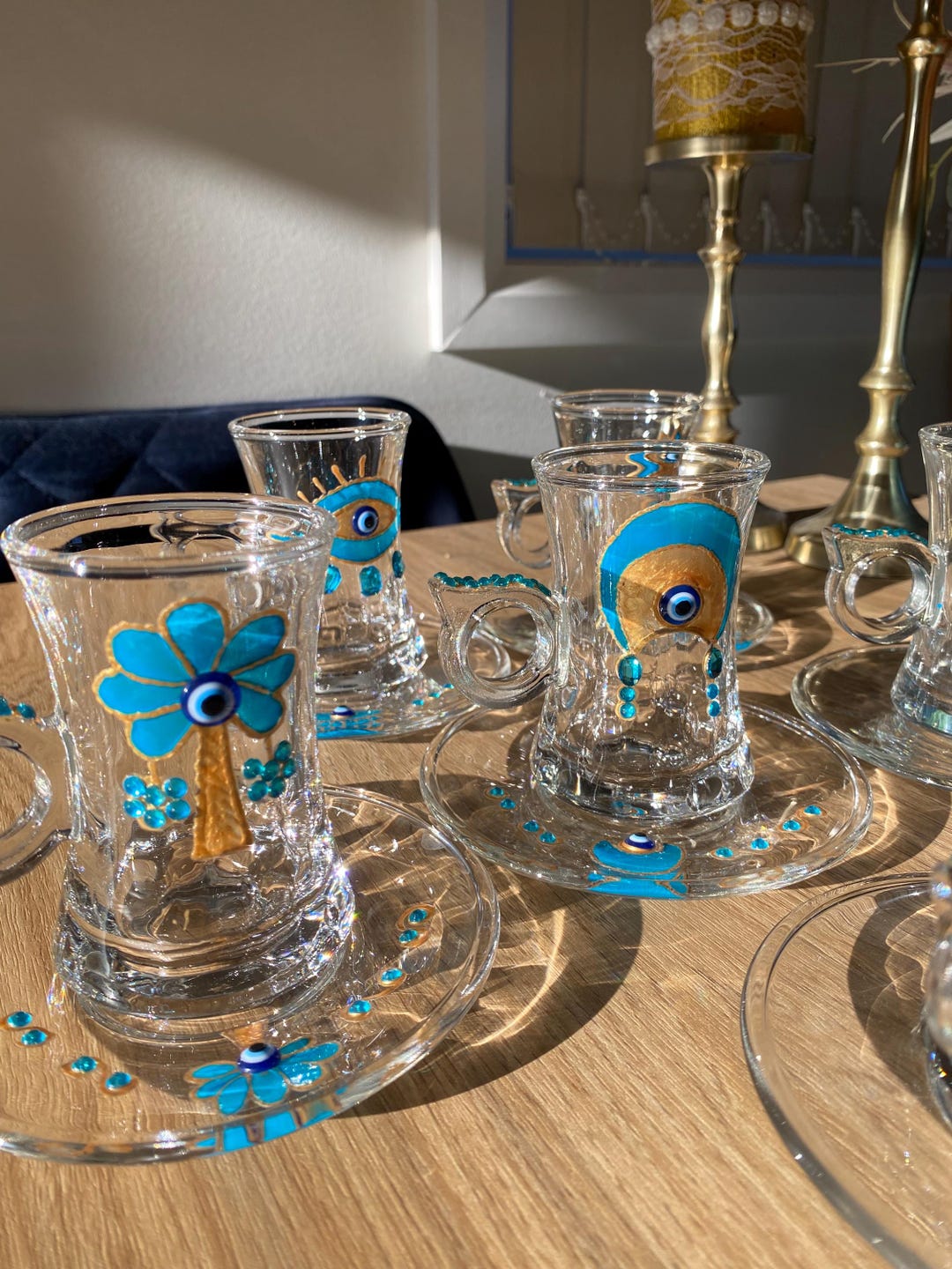 Turkish Tea Cups With Saucer Hand Painted , Made to Order - Etsy